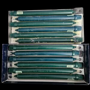 Colonial Candle Evergreen 12” Taper Candles 12 Pack Green Blue NIB